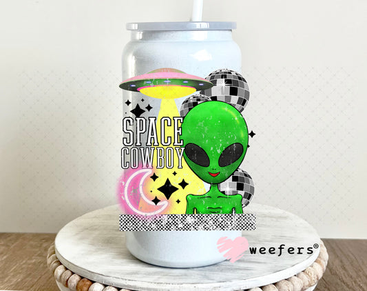 Space Cowboy UV DTF Decal 16oz Glass Can Generic Weefers