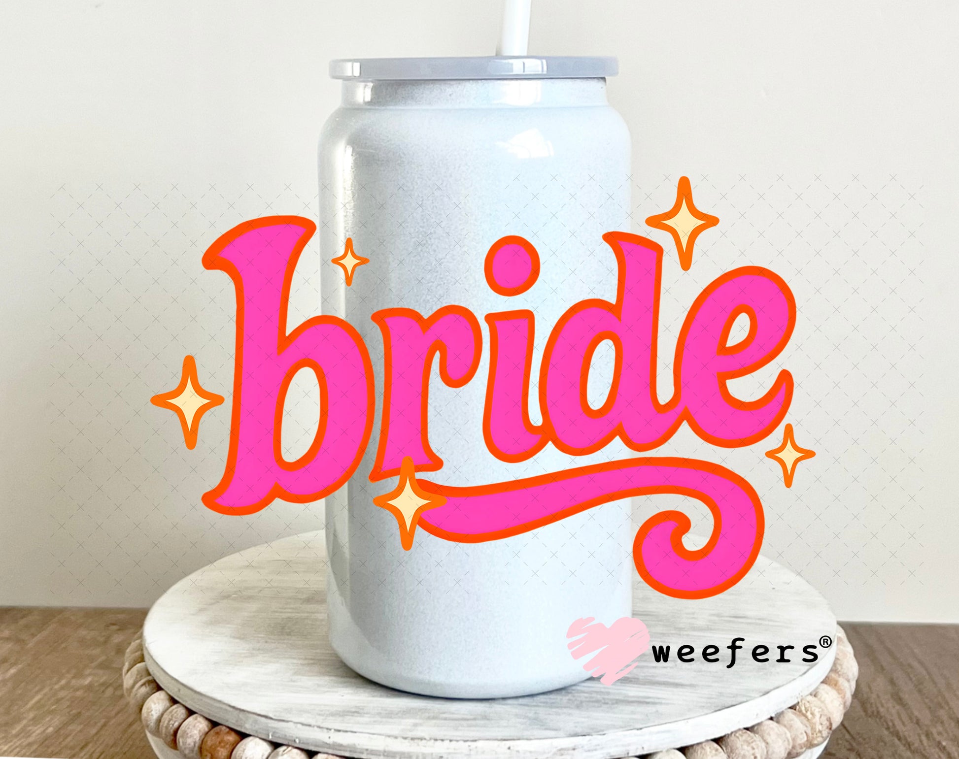 Fuchsia Bride UV DTF Decal 16oz Glass Can Generic Weefers