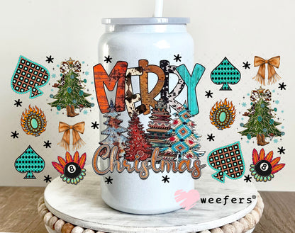 Merry Christmas UV DTF Cup Wrap - Weefers Exclusive 16oz Glass Can Generic Weefers