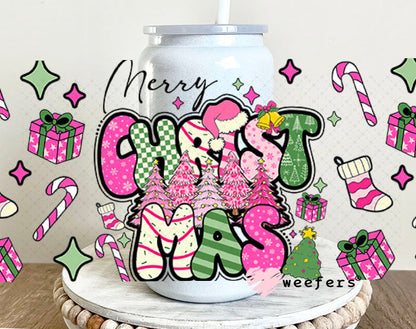 Merry Christmas UV DTF Cup Wrap - Weefers Exclusive 16oz Glass Can Generic Cup Wrap Weefers