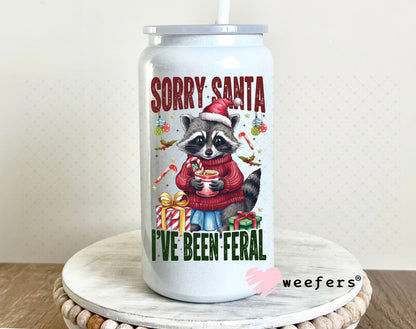 Sorry Santa I've Been Feral UV DTF Decal 16oz Glass Can Generic Weefers