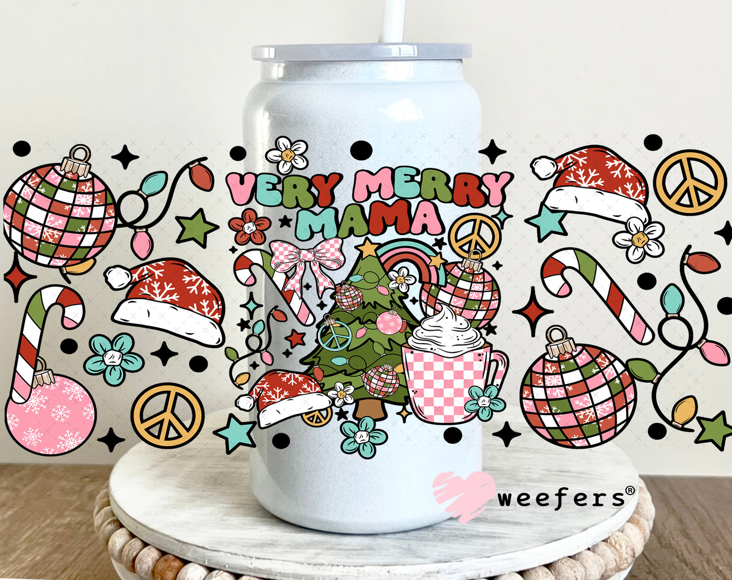 Very Merry Mama UV DTF Cup Wrap 16oz Glass Can Generic Weefers