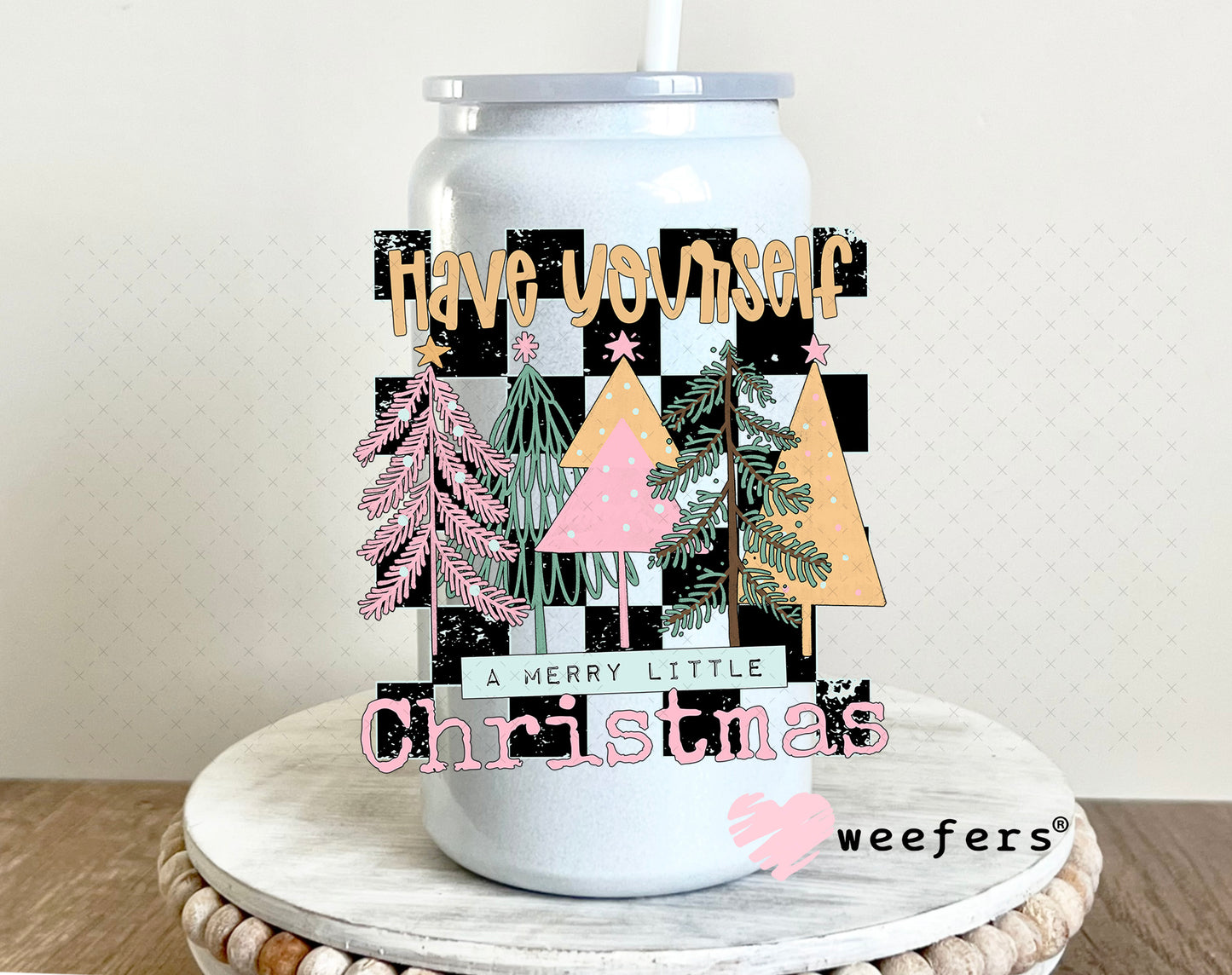 Have Yourself a Very Merry Little Christmas UV DTF Decal 16oz Glass Can Generic Weefers