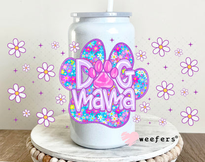 Purple Dog Mama Paw UV DTF Cup Wrap - Weefers Exclusive 16oz Glass Can Generic Weefers