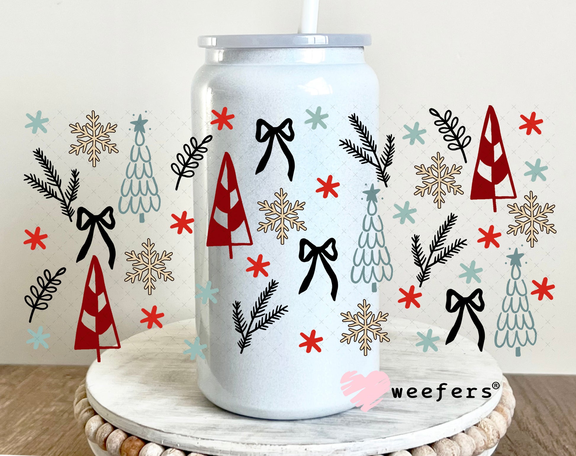 Deck the halls and Not Your Family Sidekick UV DTF Cup Wrap - Weefers Exclusive 16oz Glass Can Generic Weefers