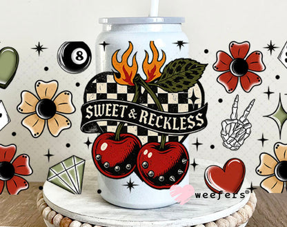 Sweet and Reckless UV DTF Cup Wrap - Weefers® Exclusive 16oz Glass Can Generic Cup Wrap Weefers
