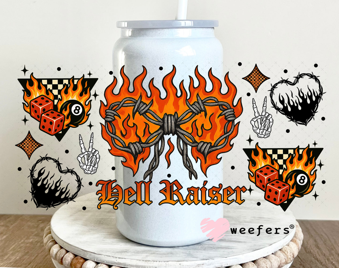 Hell Raiser UV DTF Cup Wrap - Weefers Exclusive 16oz Glass Can Generic Weefers