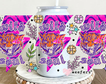 Wild Soul Hot Pink Tiger UV DTF Cup Wrap - Weefers Exclusive 16oz Glass Can Generic Cup Wrap Weefers