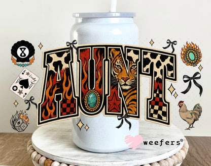 Aunt Tiger UV DTF Cup Wrap - Weefers Exclusive 16oz Glass Can Generic Weefers