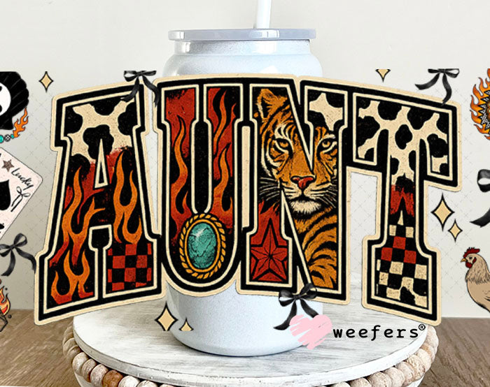 Aunt Tiger UV DTF Cup Wrap - Weefers® Exclusive 16oz Glass Can Generic Cup Wrap Weefers