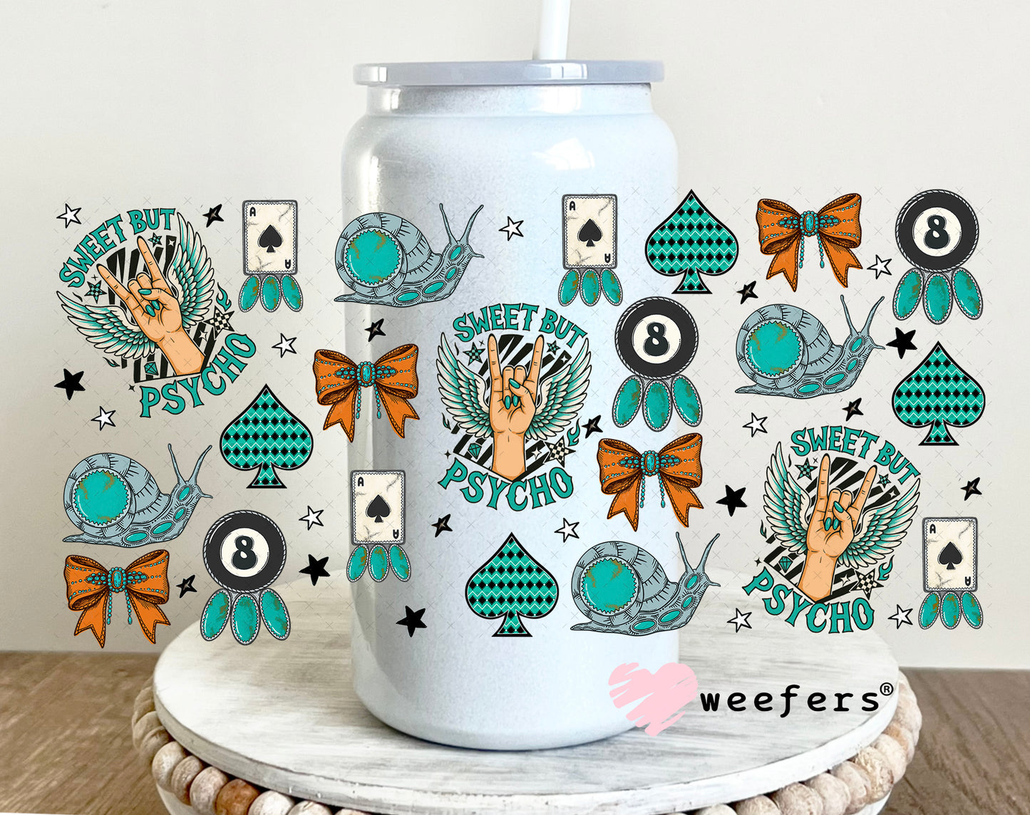Pew Pew Bless Your Heart Sugar Sidekick UV DTF Cup Wrap - Weefers Exclusive 16oz Glass Can Generic Weefers