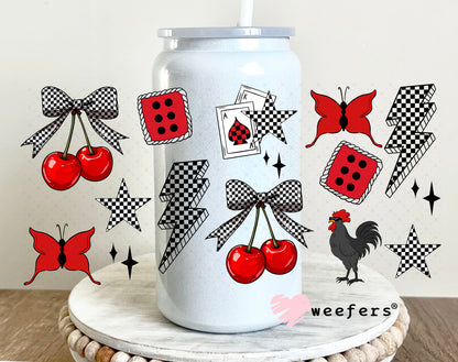 Red Cherry Delight UV DTF Cup Wrap - Weefers Exclusive 16oz Glass Can Generic Weefers