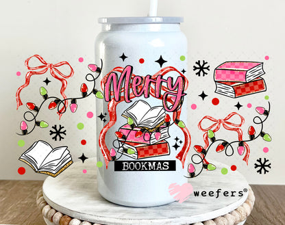 Merry Bookmas UV DTF Cup Wrap 16oz Glass Can Generic Weefers