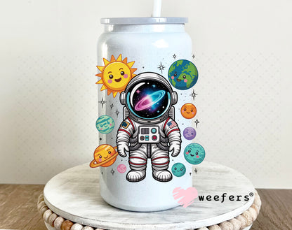 UV DTF Decal - Cute Astronaut 16oz Glass Can Generic Weefers