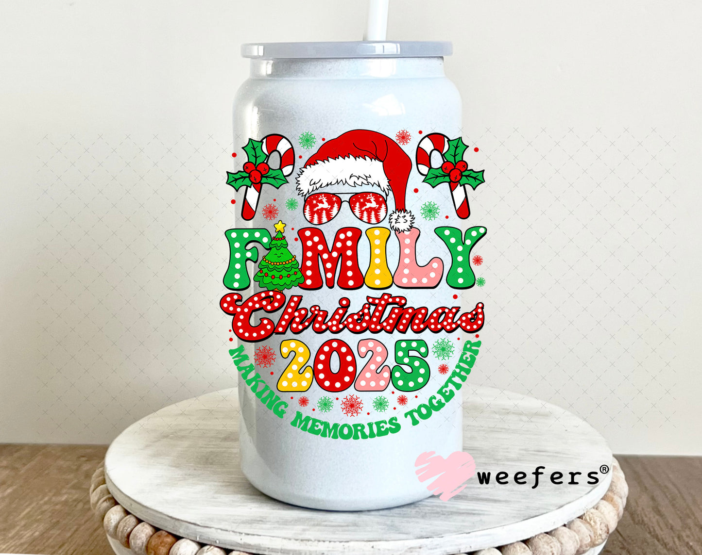 UV DTF Decal - Family Christmas 2025 16oz Glass Can Generic Weefers