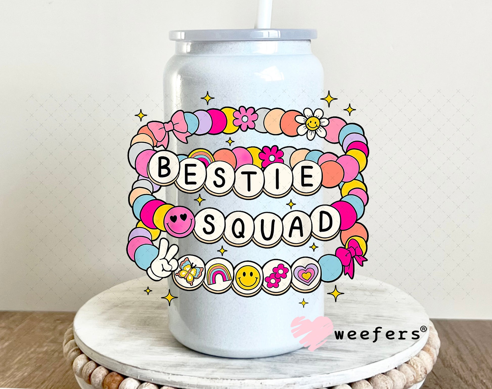 UV DTF Decal - Bestie Squad 16oz Glass Can Generic Weefers