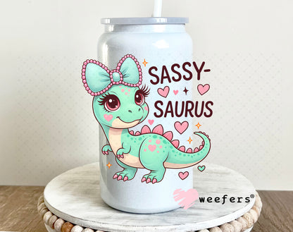 UV DTF Decal - Sassy Saurus 16oz Glass Can Generic Weefers