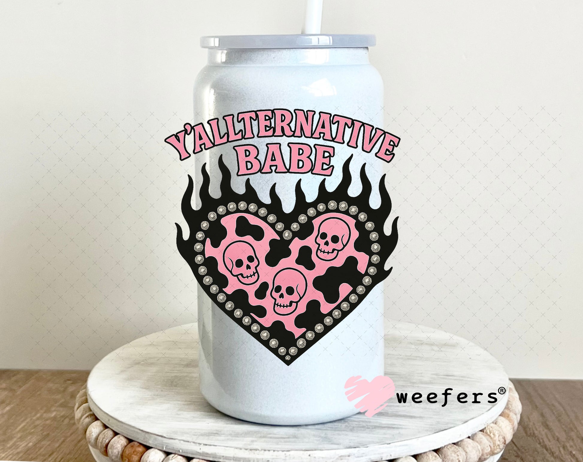 UV DTF Decal - Y'Allternative Babe 16oz Glass Can Generic Weefers