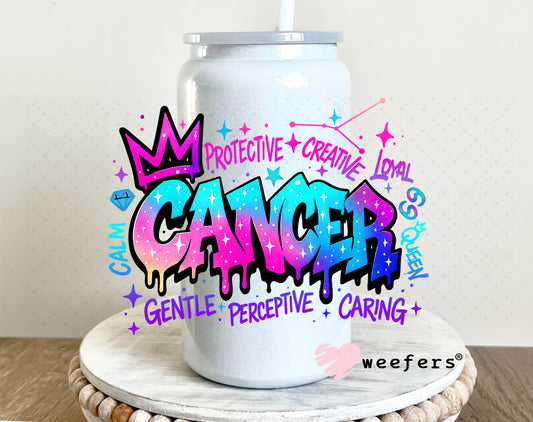 UV DTF Decal - Cancer Zodiac Sign 16oz Glass Can Generic Weefers