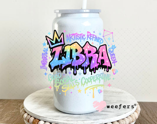 UV DTF Decal - Libra Zodiac Sign 16oz Glass Can Generic Weefers