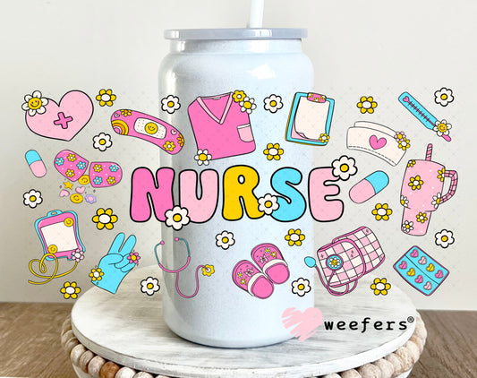 UV DTF Cup Wrap – Nurse Daily Vibes 16oz Glass Can Generic Weefers