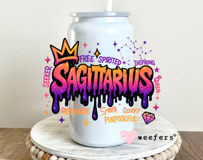 UV DTF Decal - Sagittarius Zodiac Sign 16oz Glass Can Generic Weefers