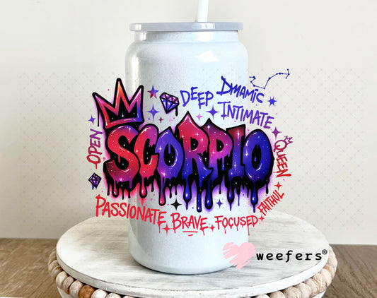 UV DTF Decal - Scorpio Zodiac Sign 16oz Glass Can Generic Weefers