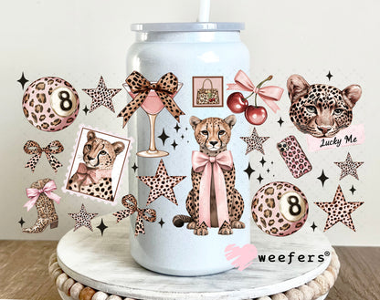 UV DTF Cup Wrap – Rose gold Cheetahs - Weefers Exclusive 16oz Glass Can Generic Weefers