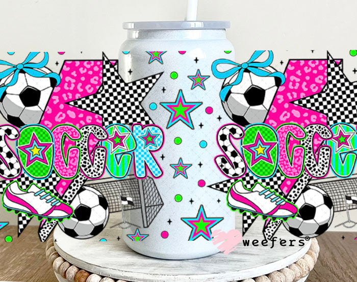 UV DTF Cup Wrap – Preppy Soccer - Weefers® Exclusive 16oz Glass Can Generic Cup Wrap Weefers