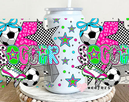 UV DTF Cup Wrap – Preppy Soccer - Weefers® Exclusive 16oz Glass Can Generic Cup Wrap Weefers