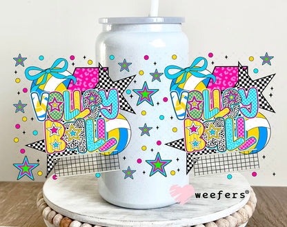 UV DTF Cup Wrap – Preppy Volleyball - Weefers Exclusive 16oz Glass Can Generic Weefers
