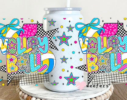 UV DTF Cup Wrap – Preppy Volleyball - Weefers® Exclusive 16oz Glass Can Generic Cup Wrap Weefers