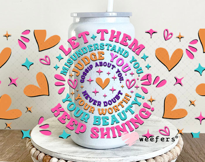 UV DTF Cup Wrap – Let Them Teal Pink - Weefers® Exclusive 16oz Glass Can Generic Cup Wrap Weefers