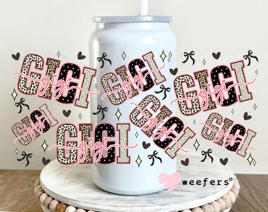UV DTF Cup Wrap – Gigi Cheetah Print - Weefers Exclusive 16oz Glass Can Generic Weefers