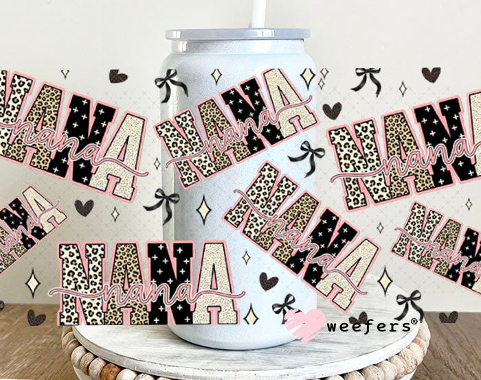 UV DTF Cup Wrap – Nana Cheetah Print - Weefers Exclusive 16oz Glass Can Generic Cup Wrap Weefers