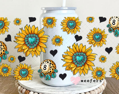 UV DTF Cup Wrap – Cow Coffee and Sunflowers Sidekick - Weefers Exclusive 16oz Glass Can Generic Cup Wrap Weefers