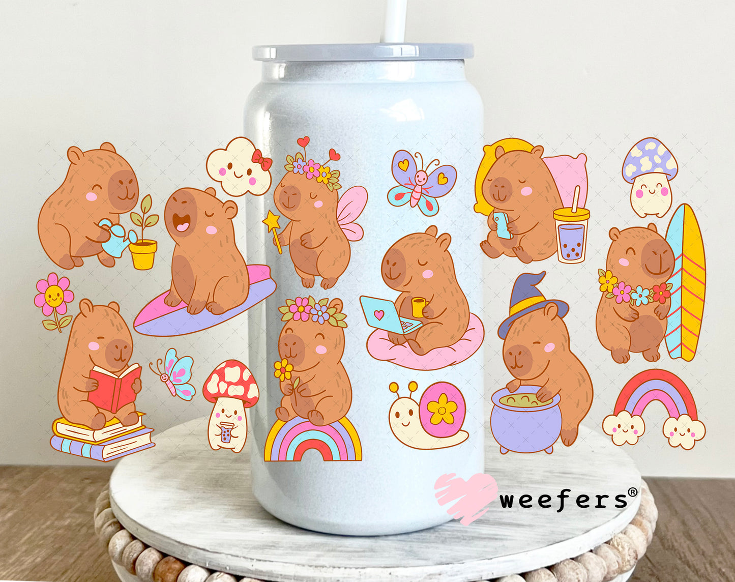 UV DTF Cup Wrap – Capybara 16oz Glass Can Generic Weefers