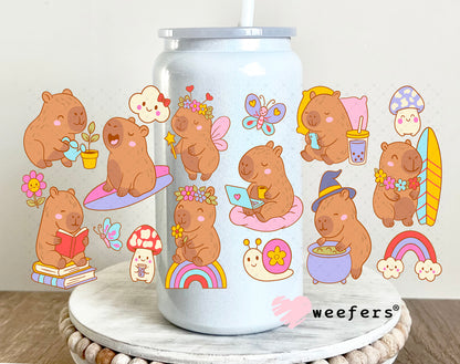 UV DTF Cup Wrap – Capybara 16oz Glass Can Generic Weefers