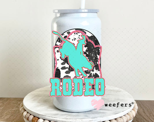 UV DTF Decal - Teal Rodeo 16oz Glass Can Generic Weefers