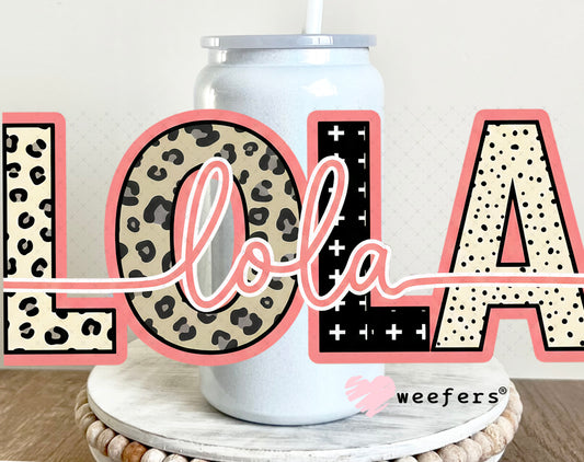 UV DTF Cup Wrap – Cheetah Lola 16oz Glass Can Generic Weefers
