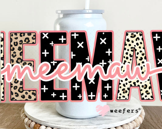 UV DTF Cup Wrap – Cheetah Meemaw 16oz Glass Can Generic Weefers