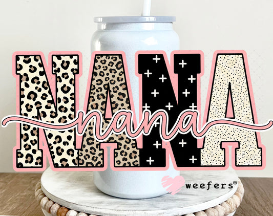 UV DTF Cup Wrap – Cheetah Nana 16oz Glass Can Generic Weefers