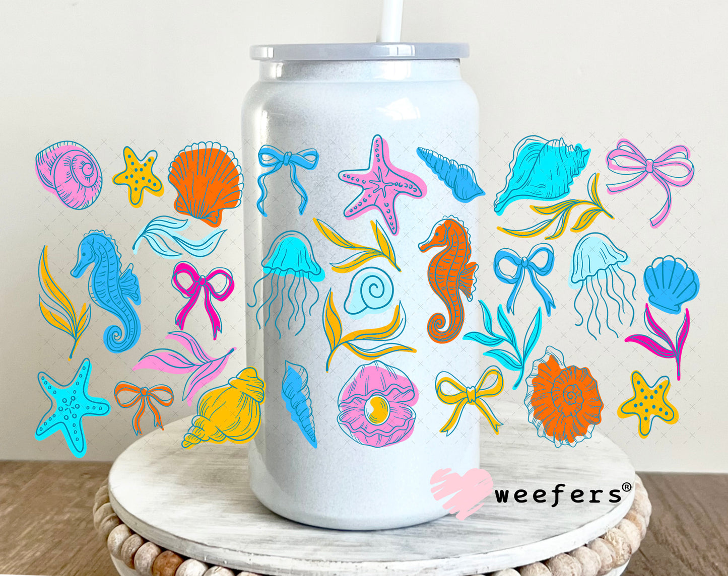 UV DTF Cup Wrap – Under the Sea Friends 16oz Glass Can Generic Weefers
