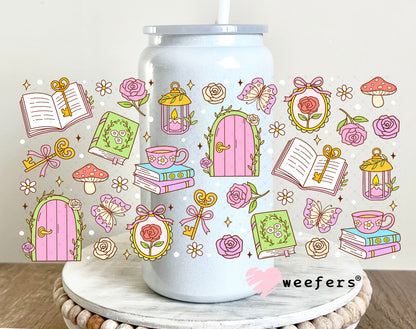 UV DTF Cup Wrap – Book Lover Tea Time 16oz Glass Can Generic Weefers