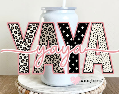 UV DTF Cup Wrap – Cheetah Yaya 16oz Glass Can Generic Weefers