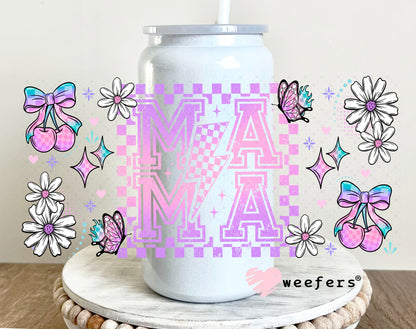 UV DTF Cup Wrap – Pink and Teal MaMa 16oz Glass Can Generic Weefers