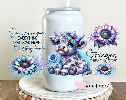 UV DTF Cup Wrap – She Overcame Everything that Was Meant to Destroy Her 16oz Glass Can Generic Weefers