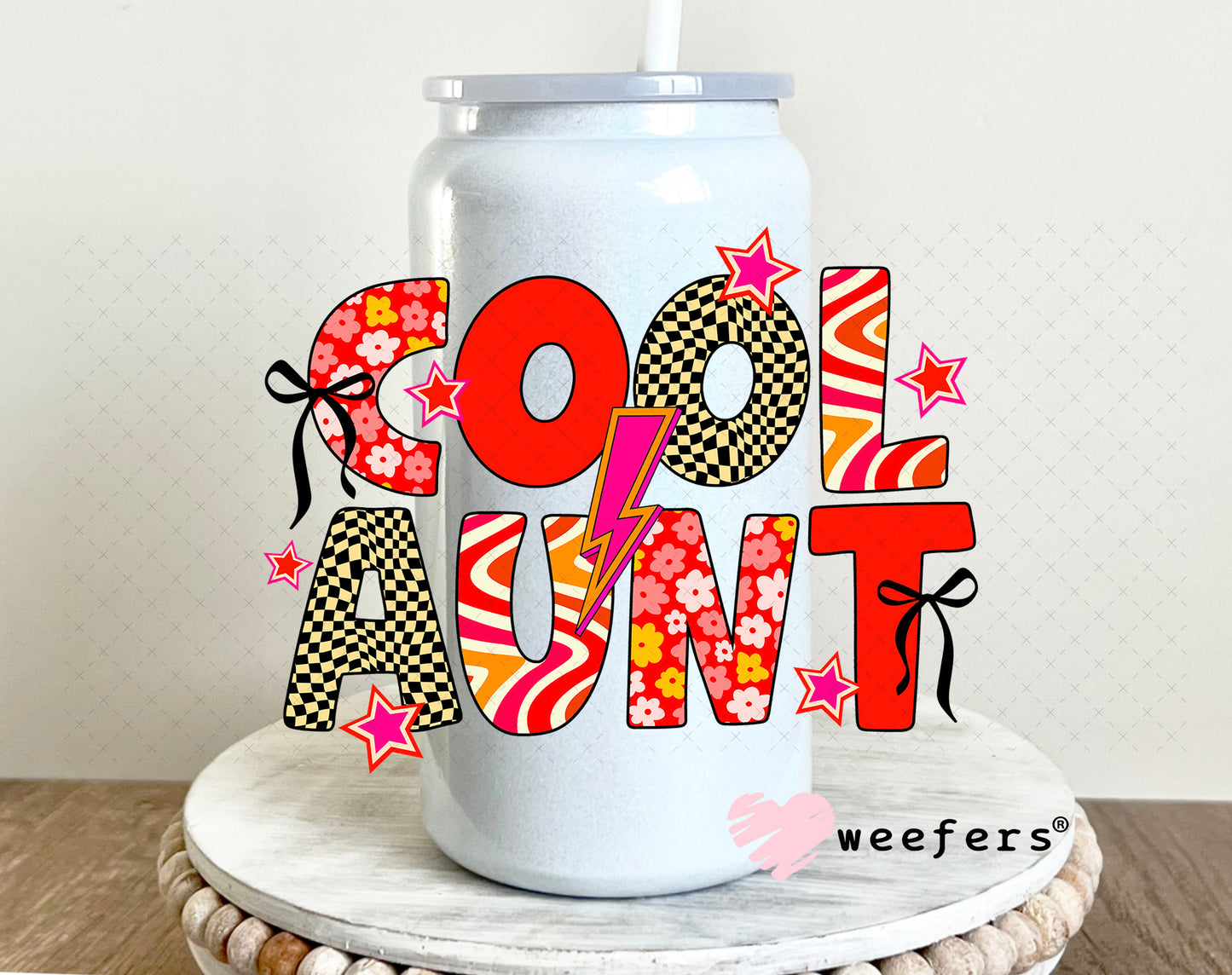 UV DTF Decal - Cool Aunt 16oz Glass Can Generic Weefers