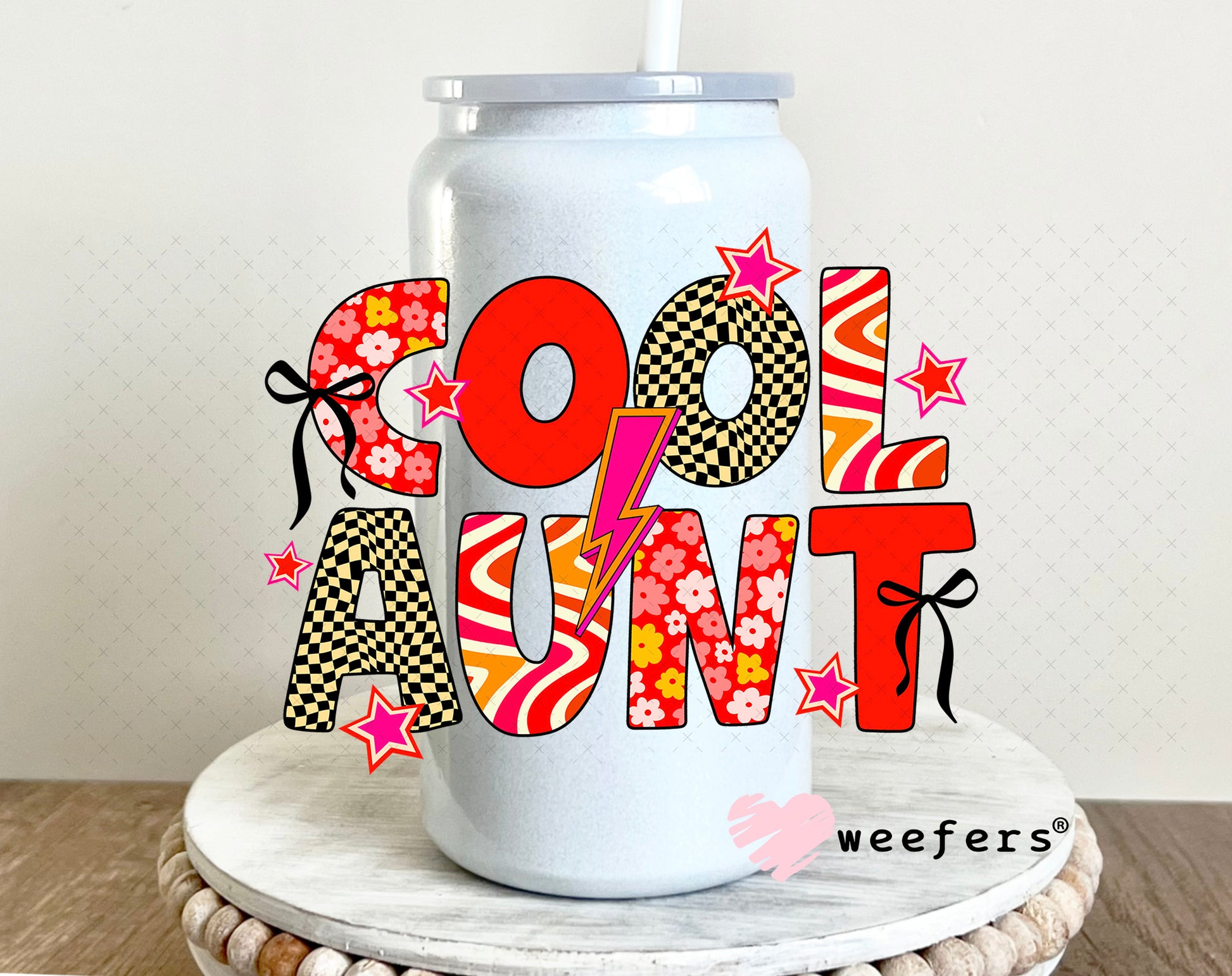 UV DTF Decal - Cool Aunt 16oz Glass Can Generic Weefers