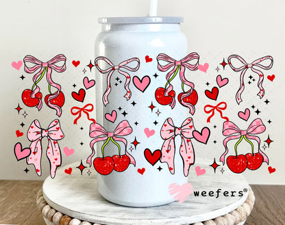 UV DTF Cup Wrap – Cherry Heart Bows 16oz Glass Can Generic Weefers